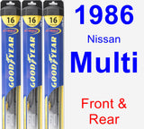 Front & Rear Wiper Blade Pack for 1986 Nissan Multi - Hybrid