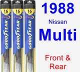 Front & Rear Wiper Blade Pack for 1988 Nissan Multi - Hybrid