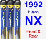 Front & Rear Wiper Blade Pack for 1992 Nissan NX - Hybrid