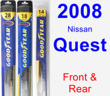 Front & Rear Wiper Blade Pack for 2008 Nissan Quest - Hybrid