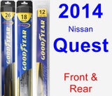 Front & Rear Wiper Blade Pack for 2014 Nissan Quest - Hybrid