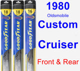 Front & Rear Wiper Blade Pack for 1980 Oldsmobile Custom Cruiser - Hybrid