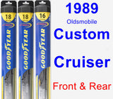 Front & Rear Wiper Blade Pack for 1989 Oldsmobile Custom Cruiser - Hybrid