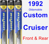 Front & Rear Wiper Blade Pack for 1992 Oldsmobile Custom Cruiser - Hybrid