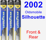 Front & Rear Wiper Blade Pack for 2002 Oldsmobile Silhouette - Hybrid