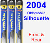 Front & Rear Wiper Blade Pack for 2004 Oldsmobile Silhouette - Hybrid