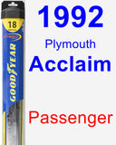 Passenger Wiper Blade for 1992 Plymouth Acclaim - Hybrid