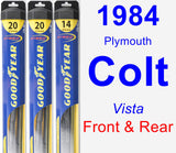 Front & Rear Wiper Blade Pack for 1984 Plymouth Colt - Hybrid