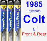 Front & Rear Wiper Blade Pack for 1985 Plymouth Colt - Hybrid
