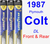 Front & Rear Wiper Blade Pack for 1987 Plymouth Colt - Hybrid