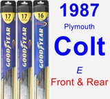 Front & Rear Wiper Blade Pack for 1987 Plymouth Colt - Hybrid