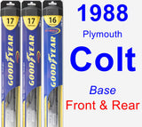 Front & Rear Wiper Blade Pack for 1988 Plymouth Colt - Hybrid