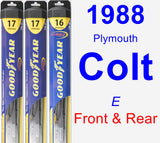 Front & Rear Wiper Blade Pack for 1988 Plymouth Colt - Hybrid