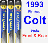 Front & Rear Wiper Blade Pack for 1993 Plymouth Colt - Hybrid