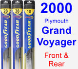 Front & Rear Wiper Blade Pack for 2000 Plymouth Grand Voyager - Hybrid