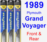 Front & Rear Wiper Blade Pack for 1989 Plymouth Grand Voyager - Hybrid