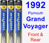 Front & Rear Wiper Blade Pack for 1992 Plymouth Grand Voyager - Hybrid