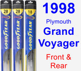 Front & Rear Wiper Blade Pack for 1998 Plymouth Grand Voyager - Hybrid
