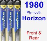 Front & Rear Wiper Blade Pack for 1980 Plymouth Horizon - Hybrid