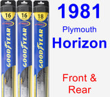 Front & Rear Wiper Blade Pack for 1981 Plymouth Horizon - Hybrid