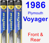 Front & Rear Wiper Blade Pack for 1986 Plymouth Voyager - Hybrid