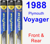 Front & Rear Wiper Blade Pack for 1988 Plymouth Voyager - Hybrid