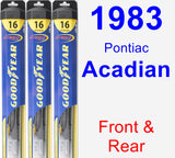 Front & Rear Wiper Blade Pack for 1983 Pontiac Acadian - Hybrid