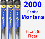 Front & Rear Wiper Blade Pack for 2000 Pontiac Montana - Hybrid