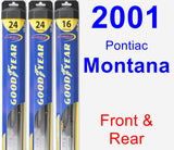 Front & Rear Wiper Blade Pack for 2001 Pontiac Montana - Hybrid