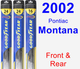 Front & Rear Wiper Blade Pack for 2002 Pontiac Montana - Hybrid
