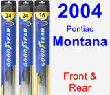 Front & Rear Wiper Blade Pack for 2004 Pontiac Montana - Hybrid