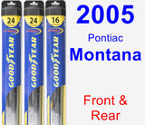 Front & Rear Wiper Blade Pack for 2005 Pontiac Montana - Hybrid