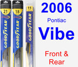 Front & Rear Wiper Blade Pack for 2006 Pontiac Vibe - Hybrid