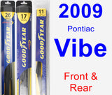 Front & Rear Wiper Blade Pack for 2009 Pontiac Vibe - Hybrid
