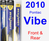 Front & Rear Wiper Blade Pack for 2010 Pontiac Vibe - Hybrid