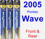 Front & Rear Wiper Blade Pack for 2005 Pontiac Wave - Hybrid