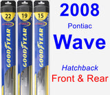 Front & Rear Wiper Blade Pack for 2008 Pontiac Wave - Hybrid