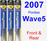 Front & Rear Wiper Blade Pack for 2007 Pontiac Wave5 - Hybrid