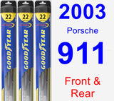 Front & Rear Wiper Blade Pack for 2003 Porsche 911 - Hybrid