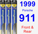 Front & Rear Wiper Blade Pack for 1999 Porsche 911 - Hybrid