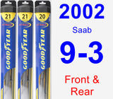 Front & Rear Wiper Blade Pack for 2002 Saab 9-3 - Hybrid