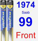 Front Wiper Blade Pack for 1974 Saab 99 - Hybrid