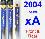 Front & Rear Wiper Blade Pack for 2004 Scion xA - Hybrid
