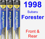 Front & Rear Wiper Blade Pack for 1998 Subaru Forester - Hybrid