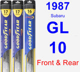 Front & Rear Wiper Blade Pack for 1987 Subaru GL-10 - Hybrid