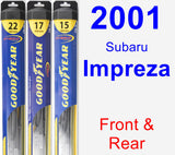 Front & Rear Wiper Blade Pack for 2001 Subaru Impreza - Hybrid