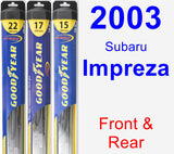 Front & Rear Wiper Blade Pack for 2003 Subaru Impreza - Hybrid