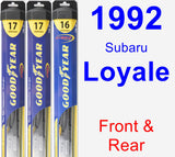 Front & Rear Wiper Blade Pack for 1992 Subaru Loyale - Hybrid