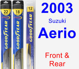 Front & Rear Wiper Blade Pack for 2003 Suzuki Aerio - Hybrid