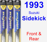 Front & Rear Wiper Blade Pack for 1993 Suzuki Sidekick - Hybrid